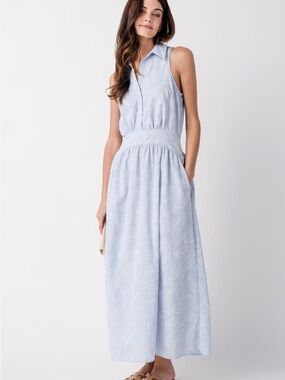 Elan NWT Sz S Sleeveless Light Blue Maxi Shirt Dress